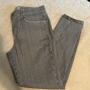 LOFT Black and White Striped Ankle Jeans - 6